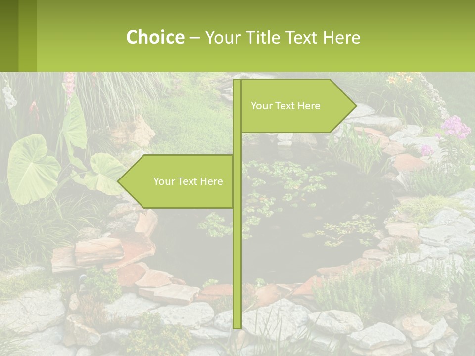 A Small Pond Surrounded By Rocks And Plants PowerPoint Template