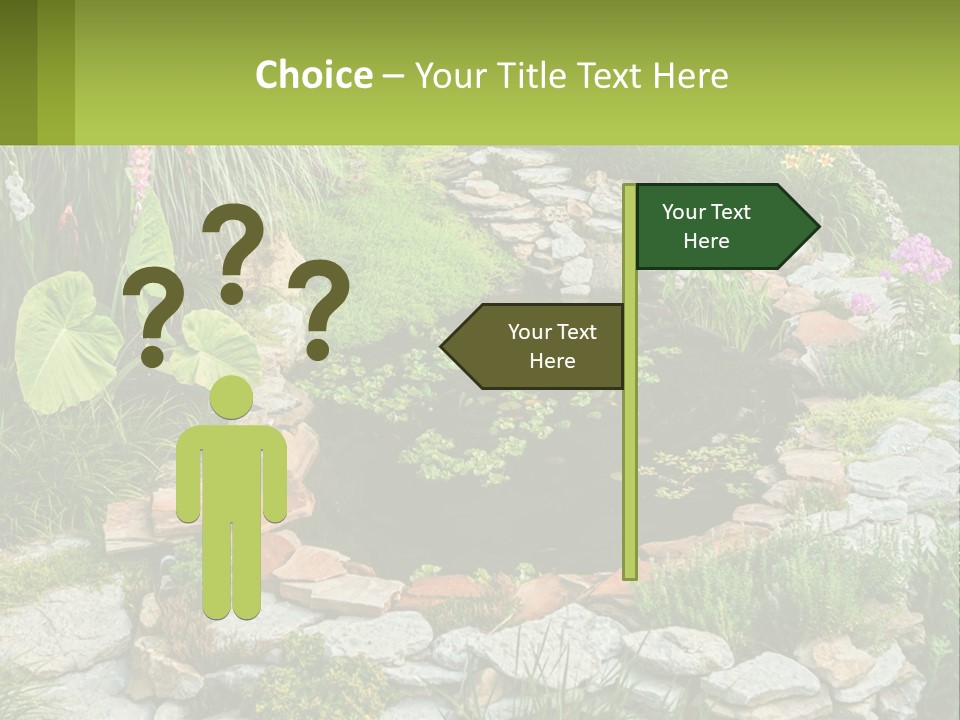 A Small Pond Surrounded By Rocks And Plants PowerPoint Template