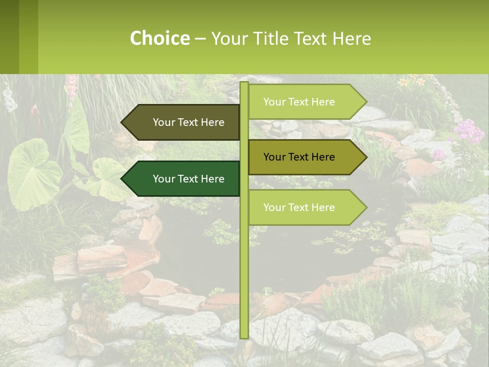 A Small Pond Surrounded By Rocks And Plants PowerPoint Template