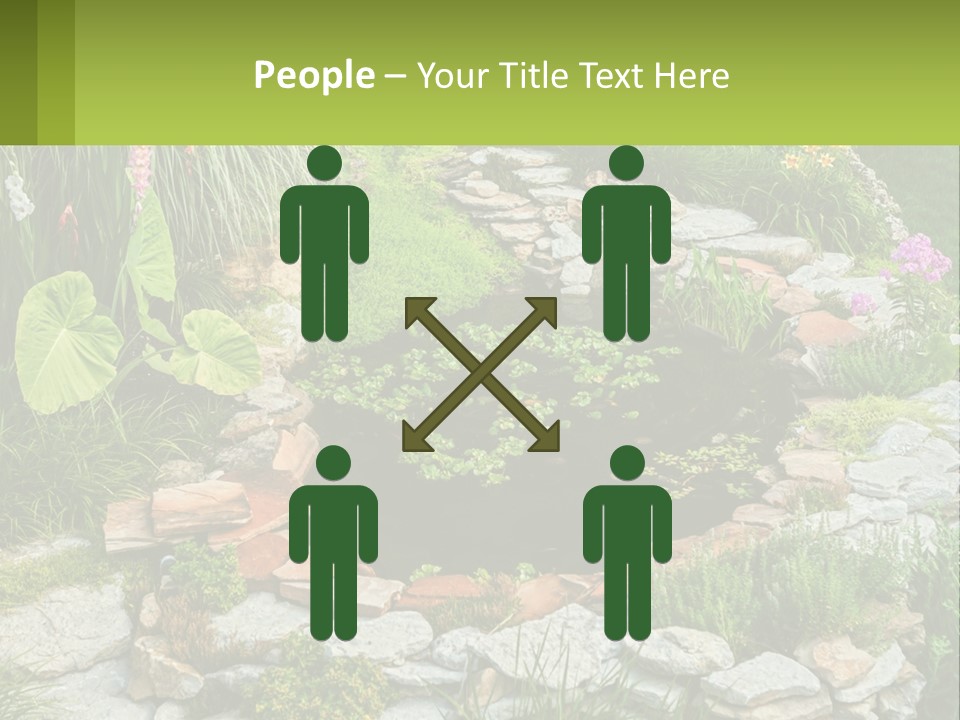 A Small Pond Surrounded By Rocks And Plants PowerPoint Template