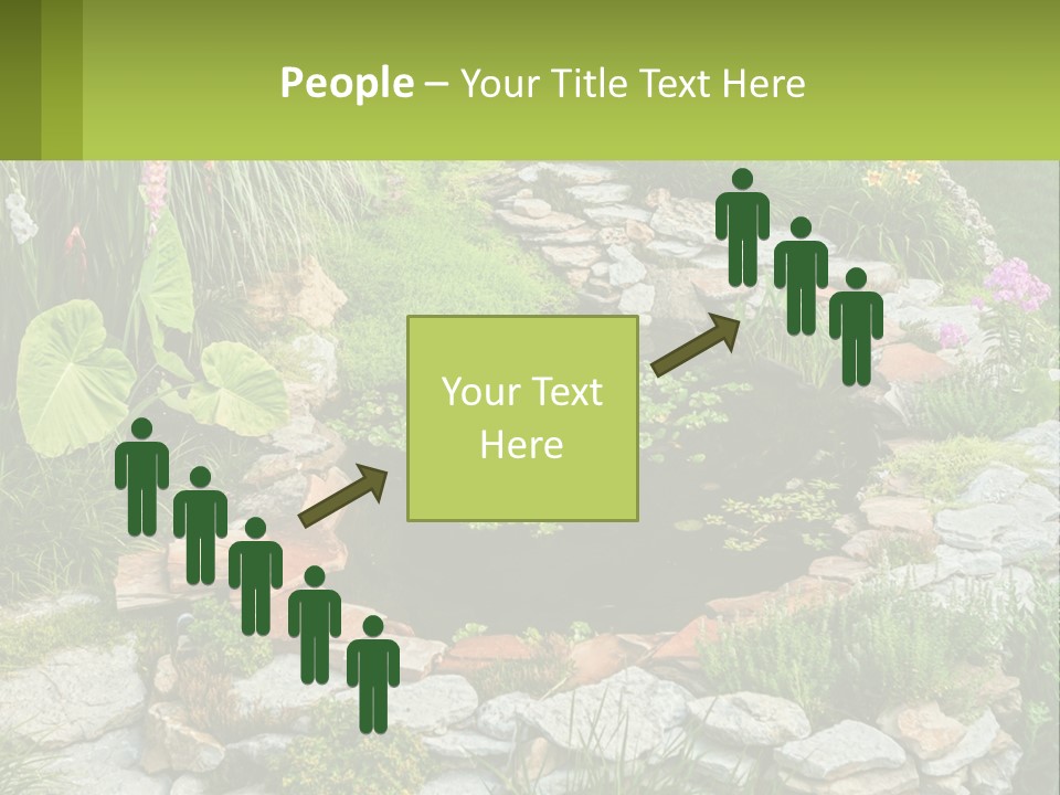 A Small Pond Surrounded By Rocks And Plants PowerPoint Template