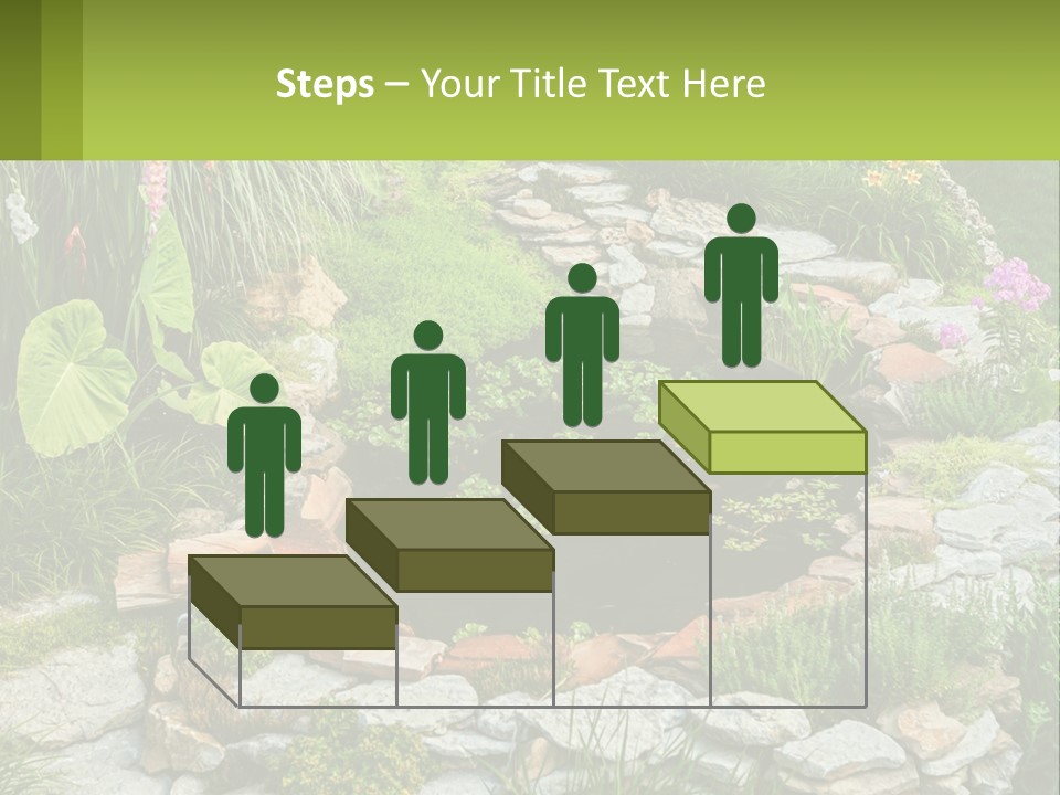 A Small Pond Surrounded By Rocks And Plants PowerPoint Template