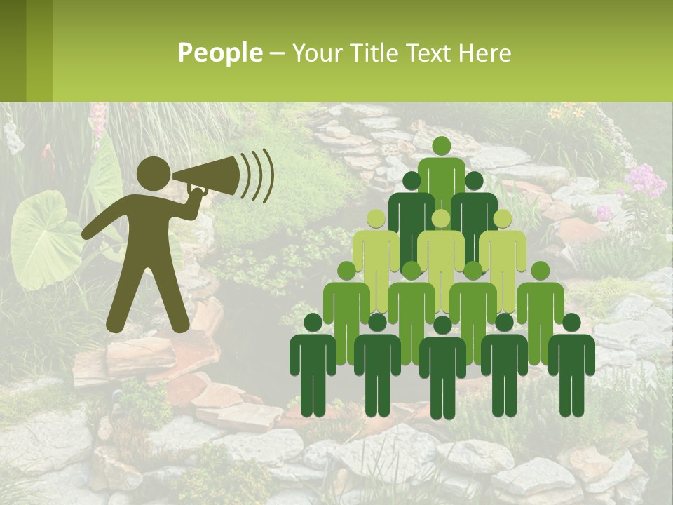 A Small Pond Surrounded By Rocks And Plants PowerPoint Template