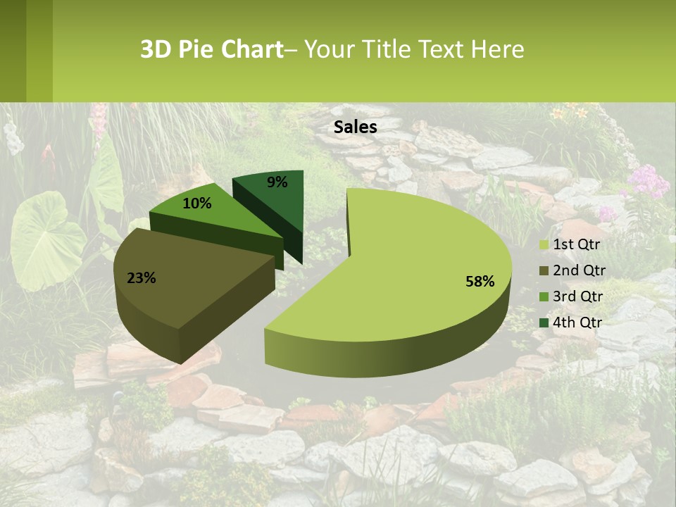 A Small Pond Surrounded By Rocks And Plants PowerPoint Template