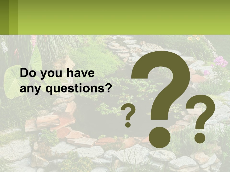 A Small Pond Surrounded By Rocks And Plants PowerPoint Template