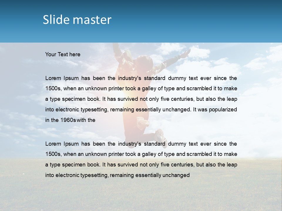 A Man Jumping In The Air With His Arms In The Air PowerPoint Template