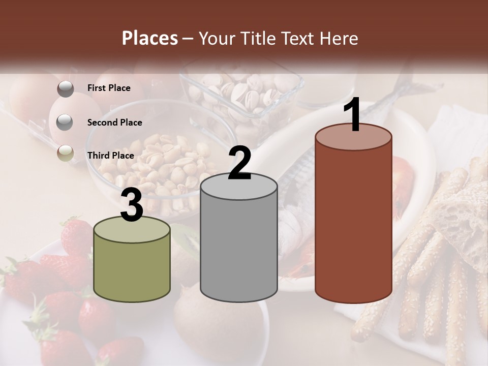 A Variety Of Foods Are Displayed On A Table PowerPoint Template