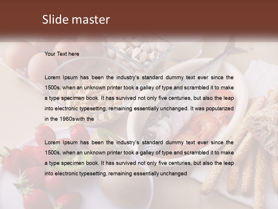 A Variety Of Foods Are Displayed On A Table PowerPoint Template