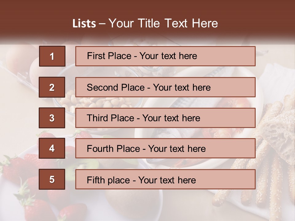 A Variety Of Foods Are Displayed On A Table PowerPoint Template