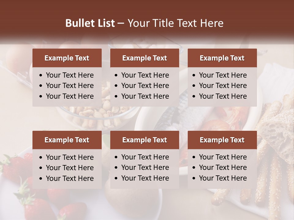 A Variety Of Foods Are Displayed On A Table PowerPoint Template
