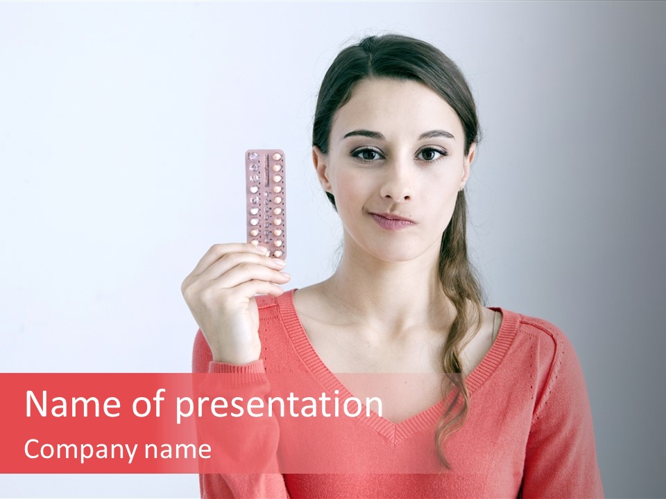 A Woman Holding A Contraption In Front Of Her Face PowerPoint Template