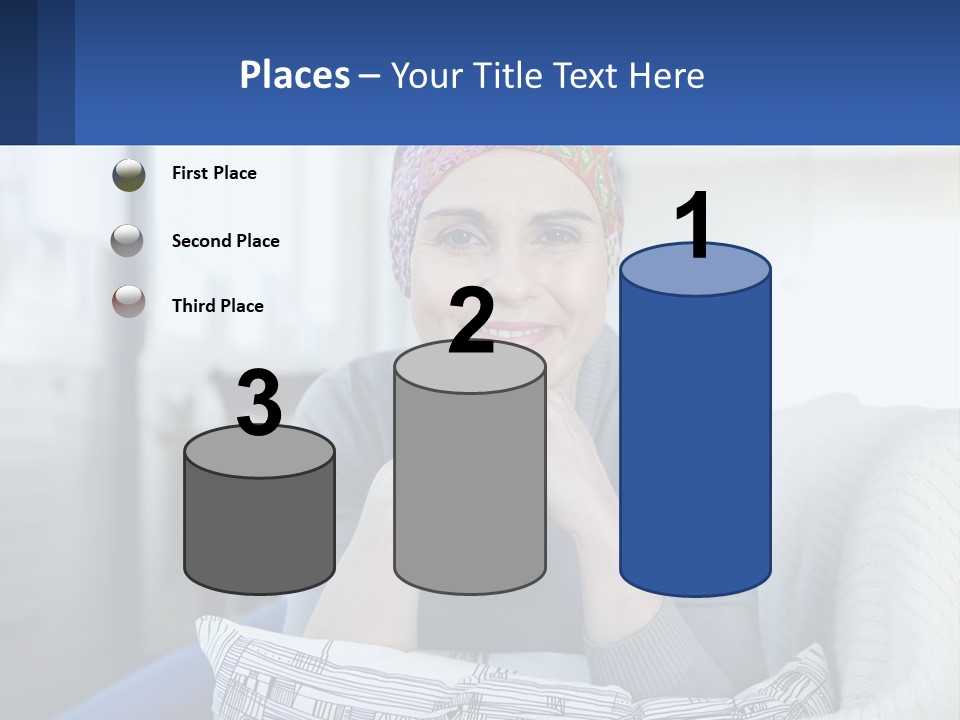 A Woman Sitting On A Couch With Her Hand On Her Chin PowerPoint Template