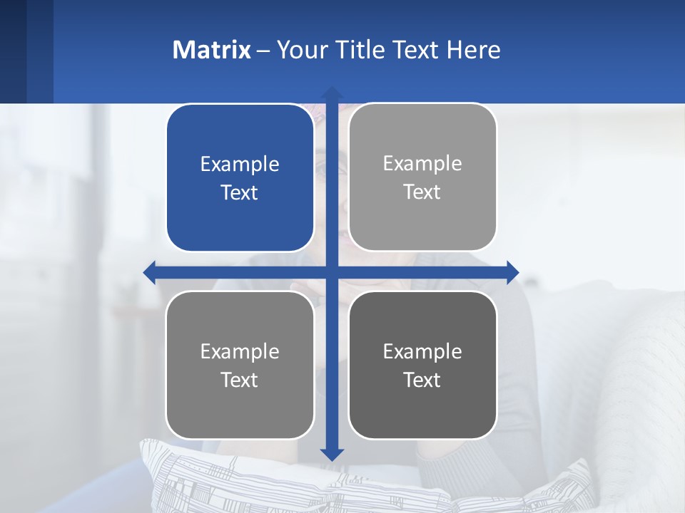 A Woman Sitting On A Couch With Her Hand On Her Chin PowerPoint Template