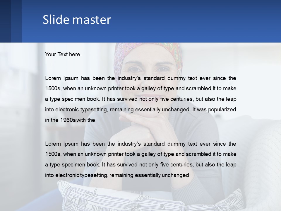 A Woman Sitting On A Couch With Her Hand On Her Chin PowerPoint Template