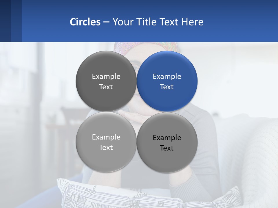 A Woman Sitting On A Couch With Her Hand On Her Chin PowerPoint Template