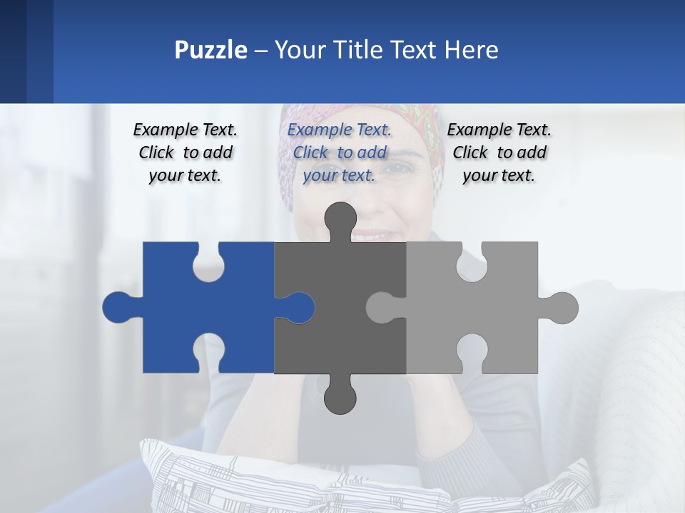 A Woman Sitting On A Couch With Her Hand On Her Chin PowerPoint Template