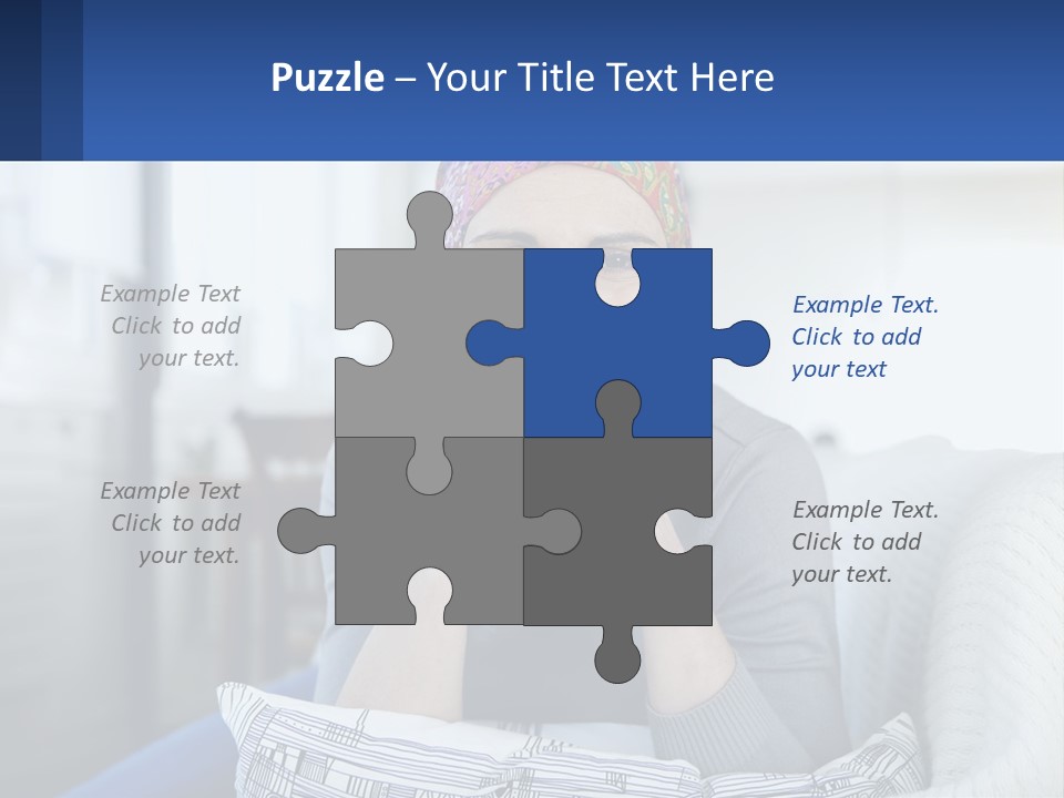 A Woman Sitting On A Couch With Her Hand On Her Chin PowerPoint Template