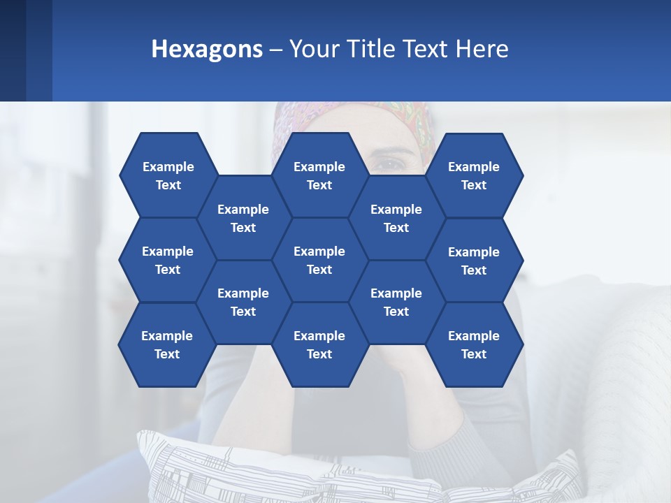 A Woman Sitting On A Couch With Her Hand On Her Chin PowerPoint Template