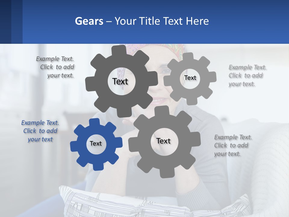 A Woman Sitting On A Couch With Her Hand On Her Chin PowerPoint Template