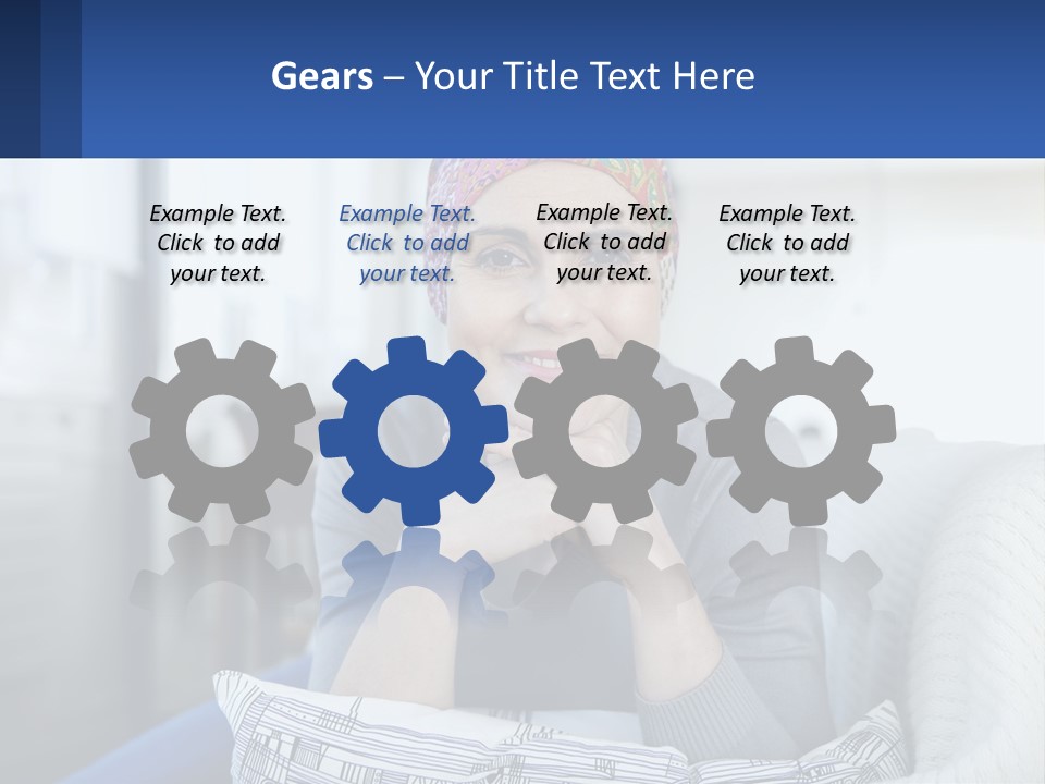 A Woman Sitting On A Couch With Her Hand On Her Chin PowerPoint Template