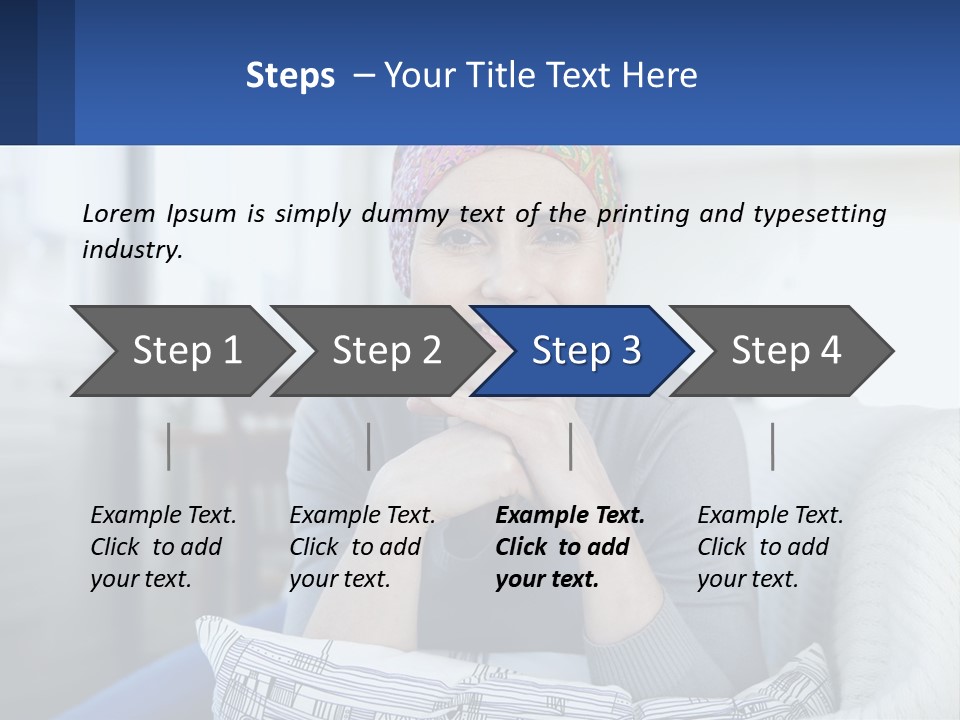 A Woman Sitting On A Couch With Her Hand On Her Chin PowerPoint Template