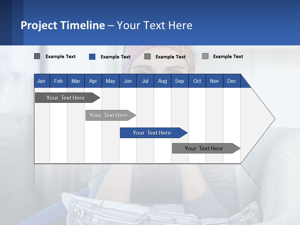 A Woman Sitting On A Couch With Her Hand On Her Chin PowerPoint Template