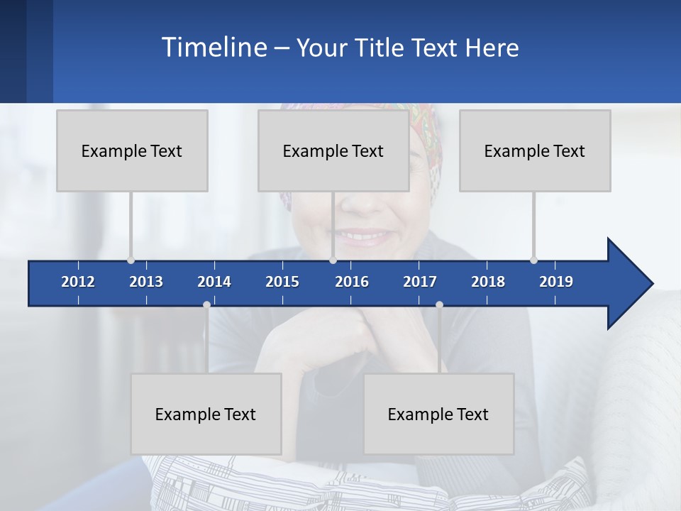 A Woman Sitting On A Couch With Her Hand On Her Chin PowerPoint Template