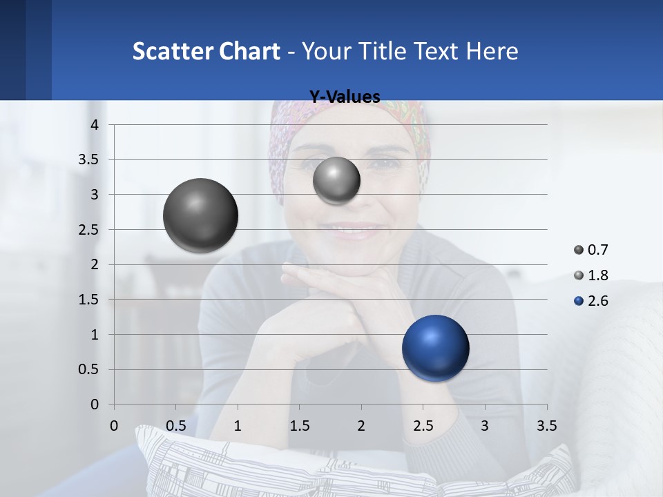 A Woman Sitting On A Couch With Her Hand On Her Chin PowerPoint Template