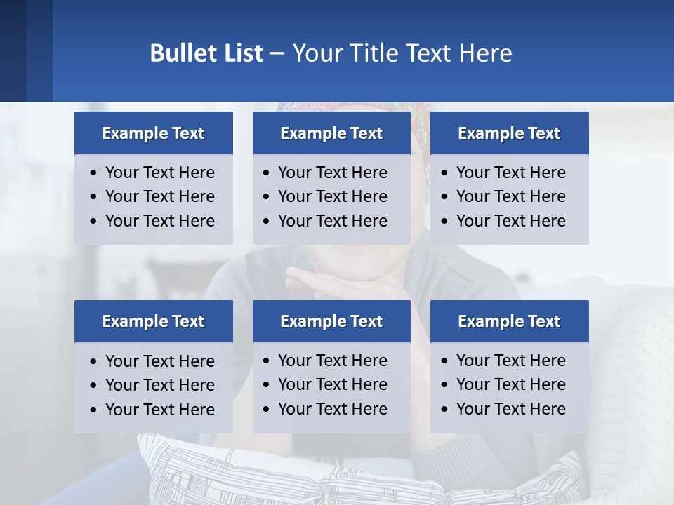 A Woman Sitting On A Couch With Her Hand On Her Chin PowerPoint Template