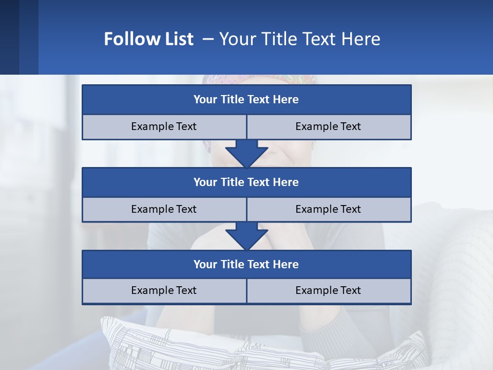 A Woman Sitting On A Couch With Her Hand On Her Chin PowerPoint Template