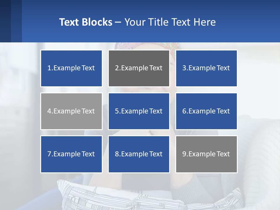 A Woman Sitting On A Couch With Her Hand On Her Chin PowerPoint Template