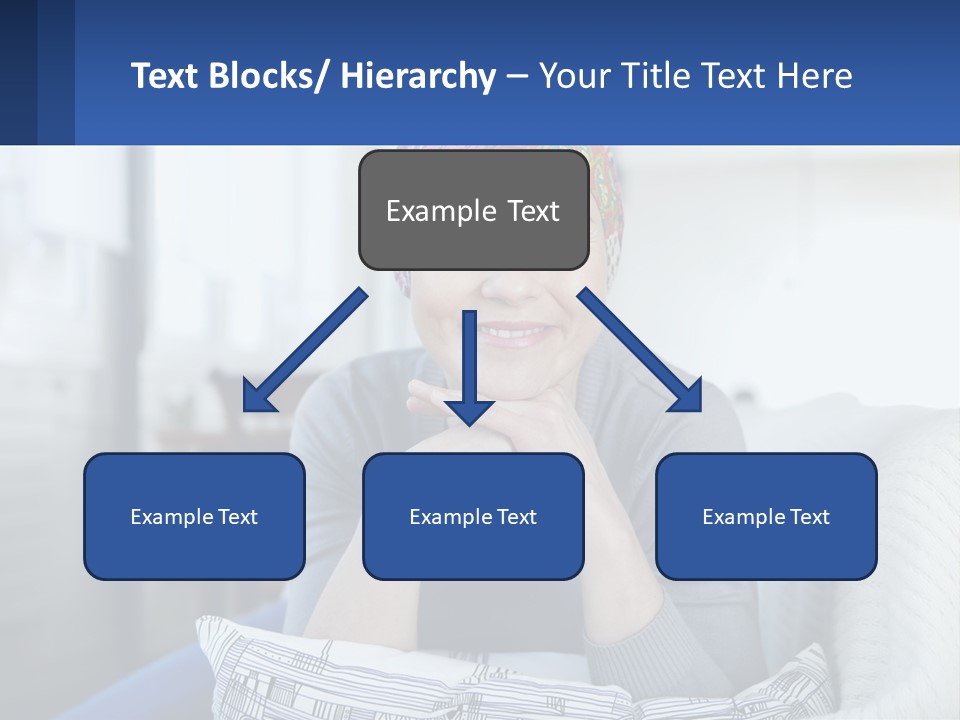 A Woman Sitting On A Couch With Her Hand On Her Chin PowerPoint Template