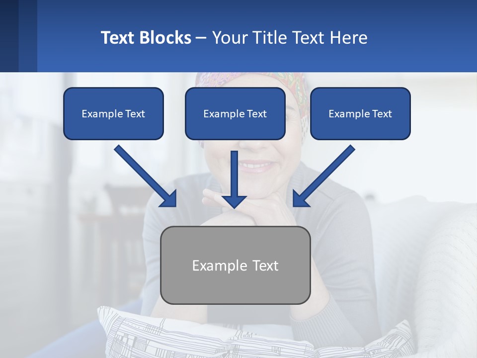 A Woman Sitting On A Couch With Her Hand On Her Chin PowerPoint Template