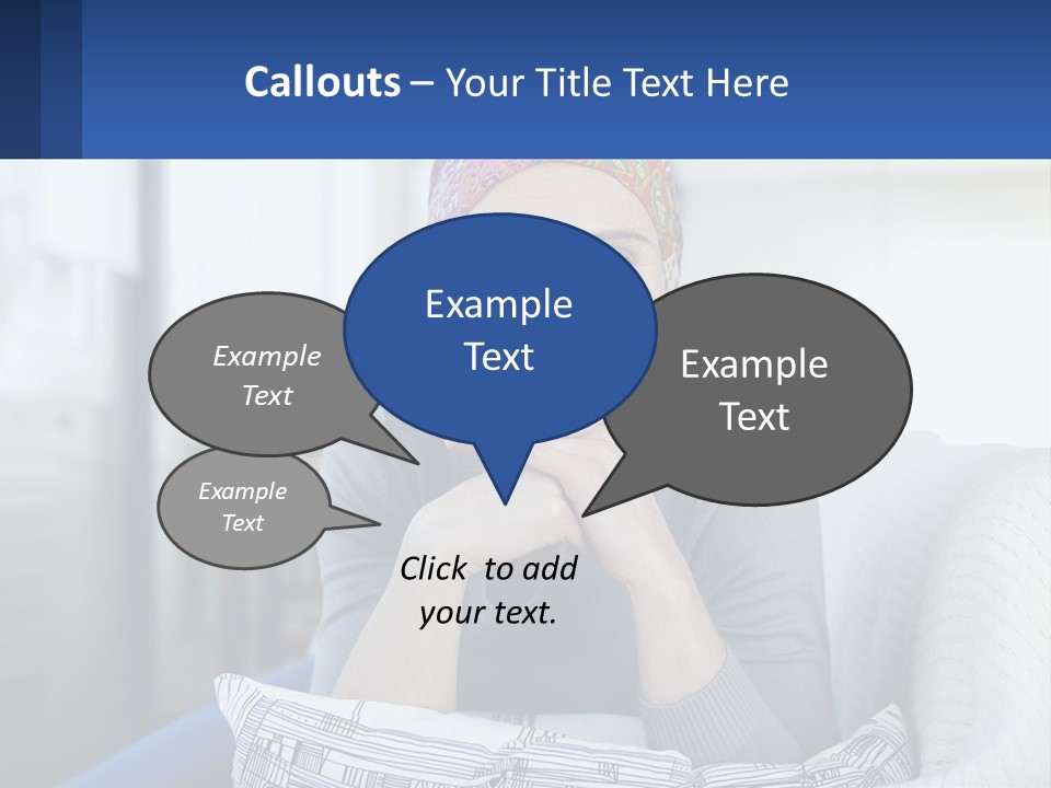 A Woman Sitting On A Couch With Her Hand On Her Chin PowerPoint Template