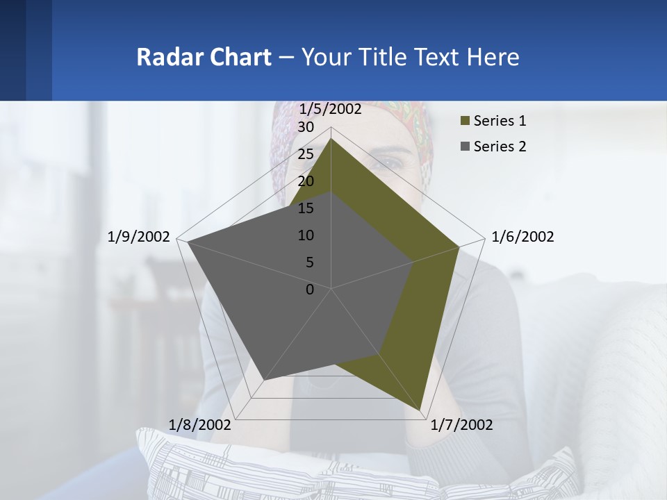 A Woman Sitting On A Couch With Her Hand On Her Chin PowerPoint Template