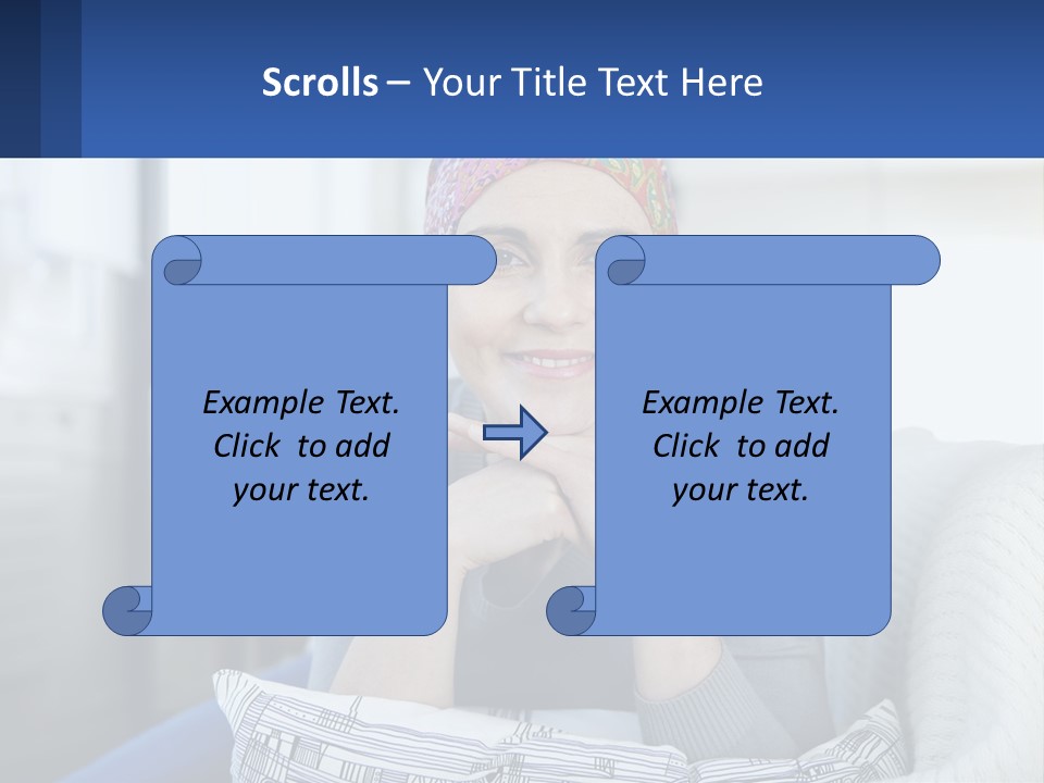 A Woman Sitting On A Couch With Her Hand On Her Chin PowerPoint Template