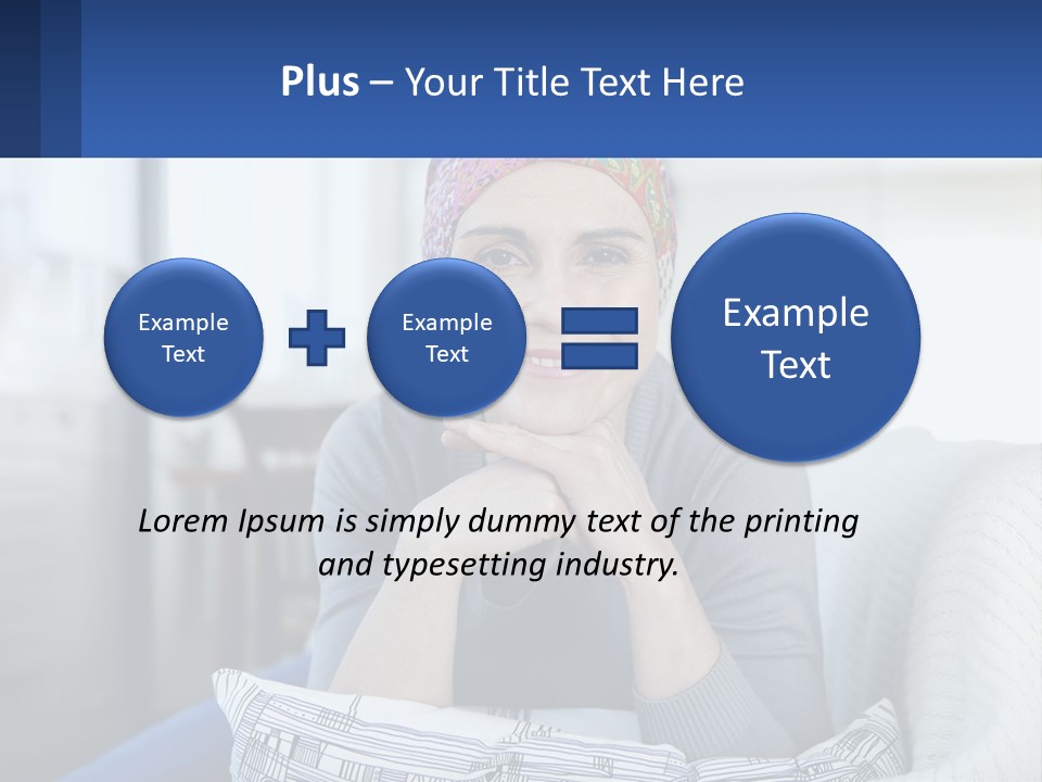 A Woman Sitting On A Couch With Her Hand On Her Chin PowerPoint Template