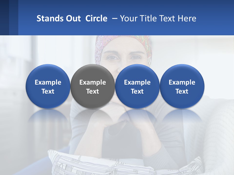 A Woman Sitting On A Couch With Her Hand On Her Chin PowerPoint Template