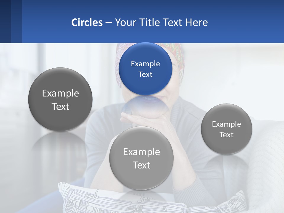 A Woman Sitting On A Couch With Her Hand On Her Chin PowerPoint Template