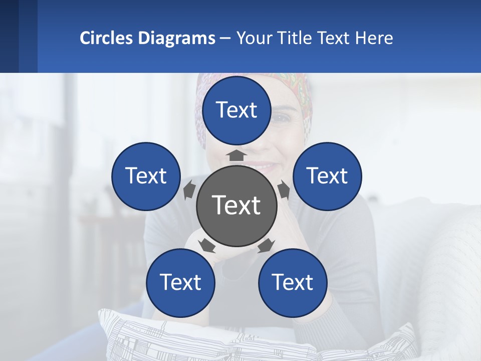 A Woman Sitting On A Couch With Her Hand On Her Chin PowerPoint Template