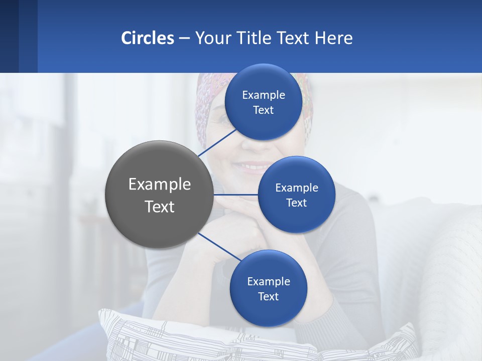 A Woman Sitting On A Couch With Her Hand On Her Chin PowerPoint Template