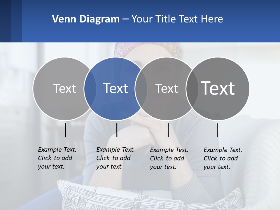 A Woman Sitting On A Couch With Her Hand On Her Chin PowerPoint Template