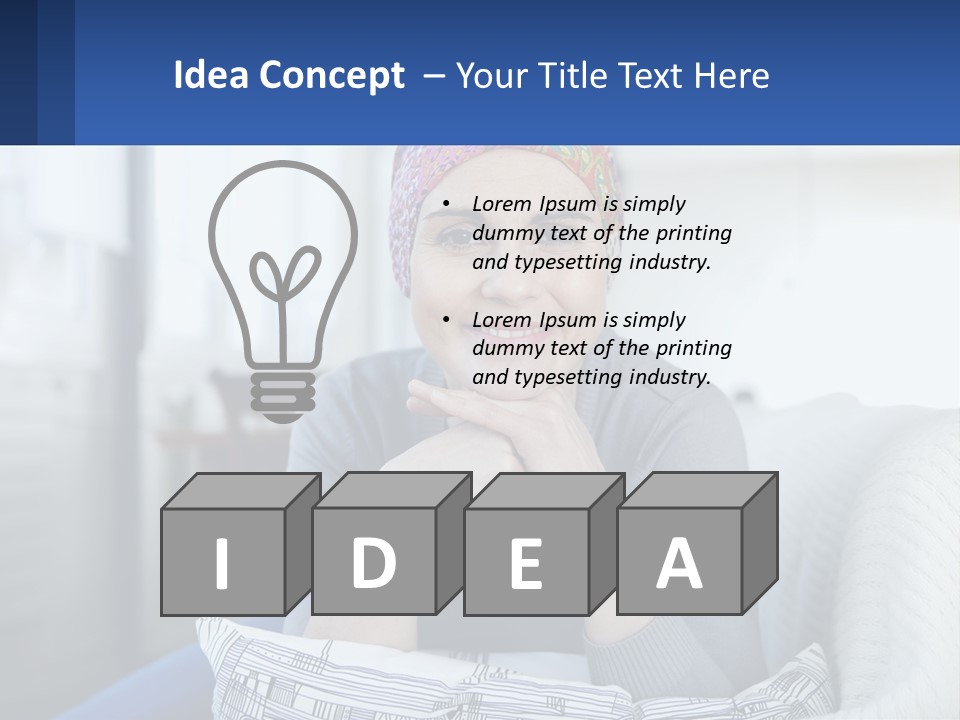 A Woman Sitting On A Couch With Her Hand On Her Chin PowerPoint Template