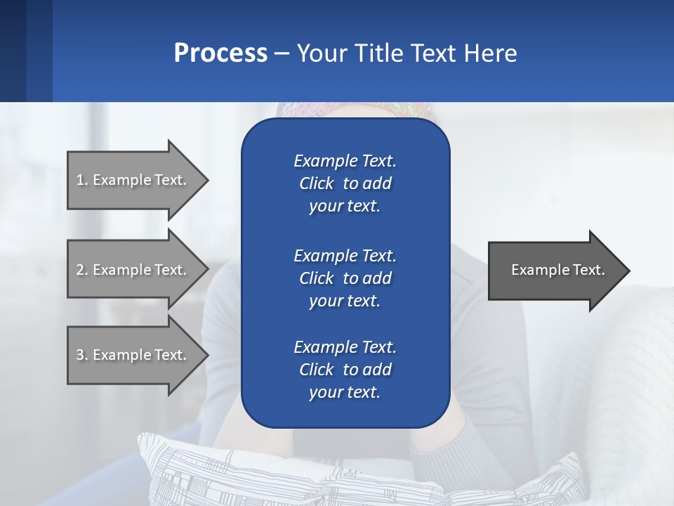 A Woman Sitting On A Couch With Her Hand On Her Chin PowerPoint Template