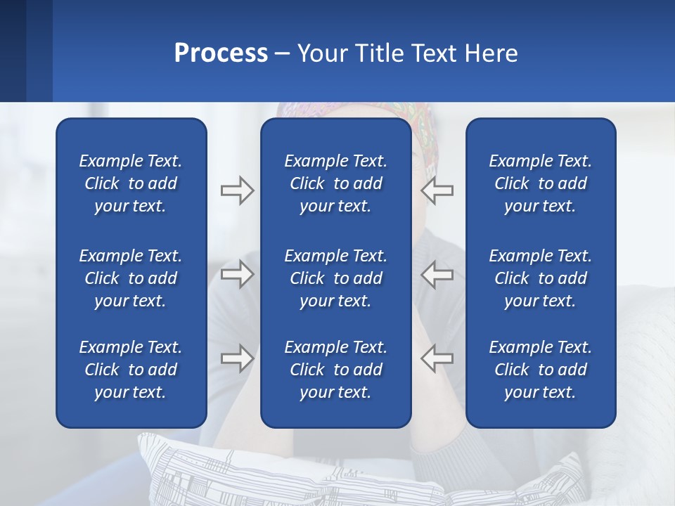 A Woman Sitting On A Couch With Her Hand On Her Chin PowerPoint Template