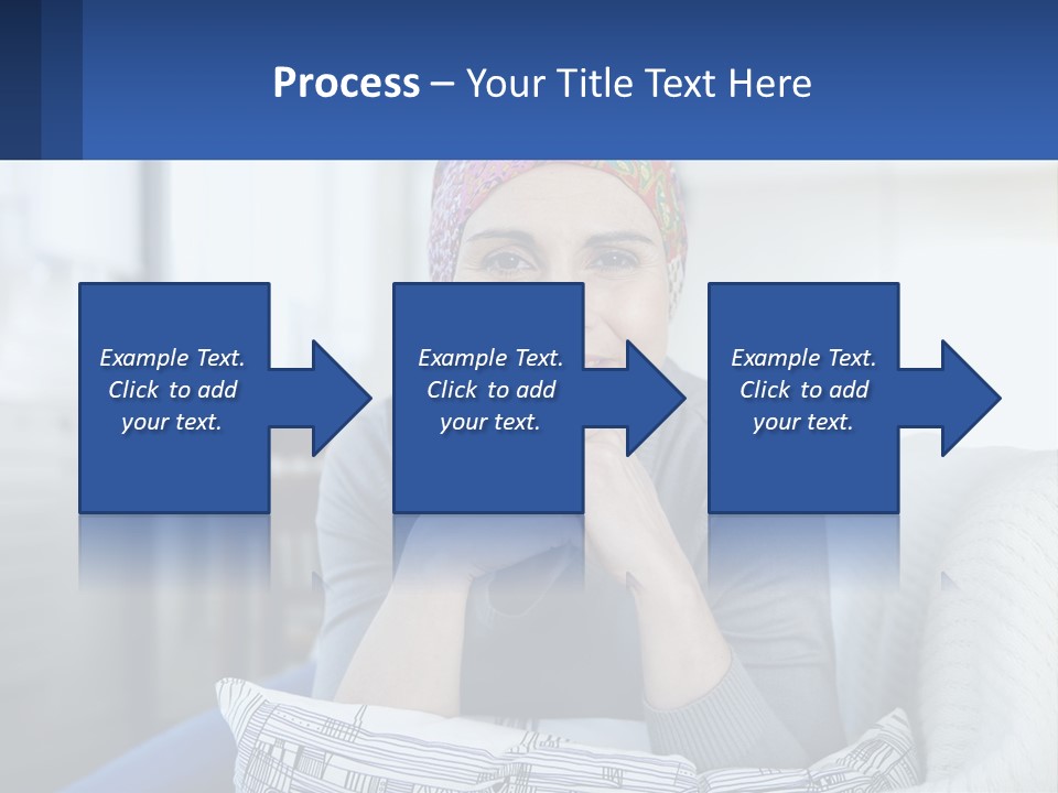 A Woman Sitting On A Couch With Her Hand On Her Chin PowerPoint Template