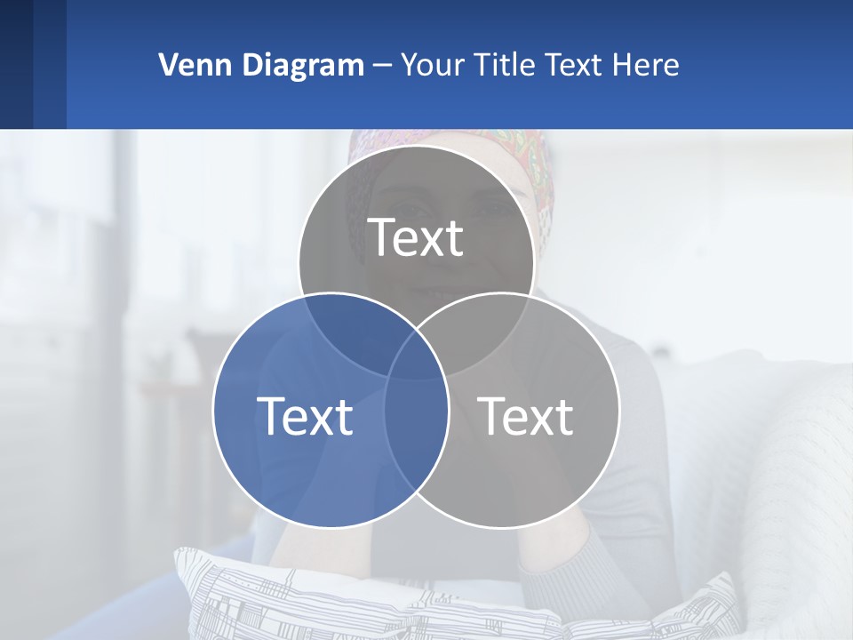 A Woman Sitting On A Couch With Her Hand On Her Chin PowerPoint Template