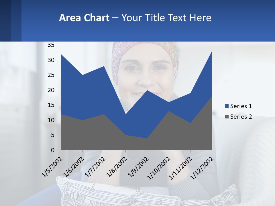 A Woman Sitting On A Couch With Her Hand On Her Chin PowerPoint Template