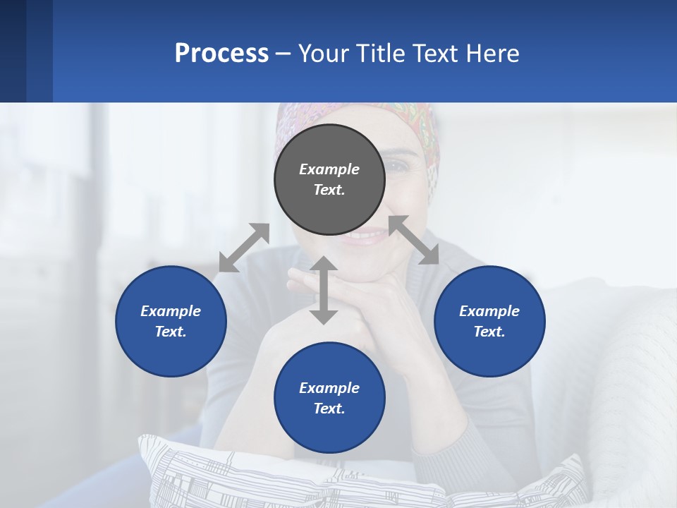 A Woman Sitting On A Couch With Her Hand On Her Chin PowerPoint Template