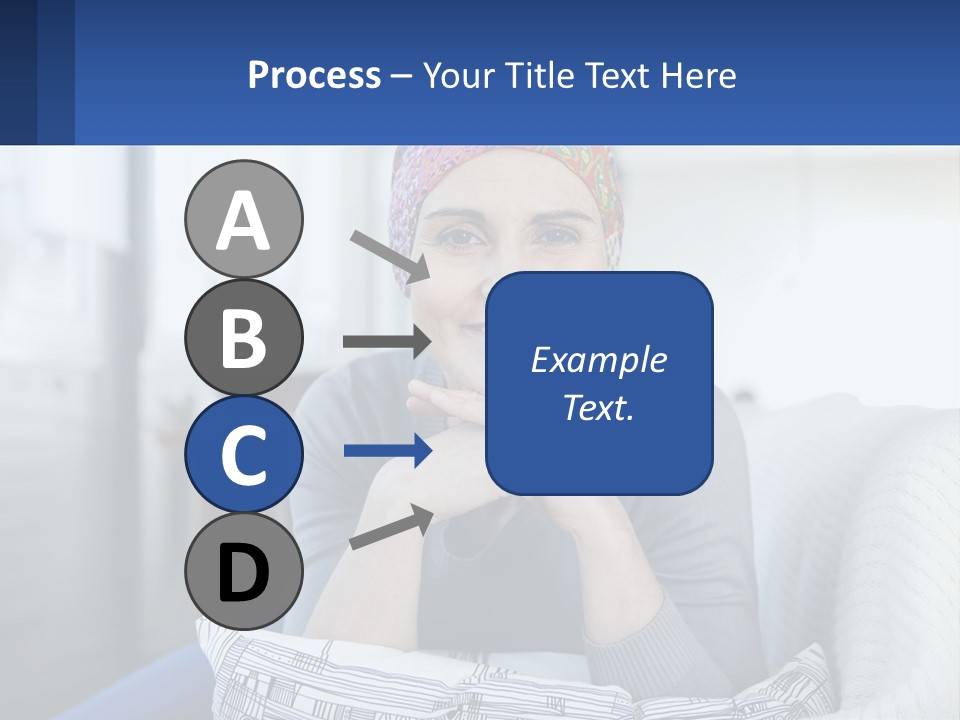 A Woman Sitting On A Couch With Her Hand On Her Chin PowerPoint Template